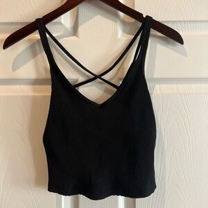 Black Ribbed Strappy Top